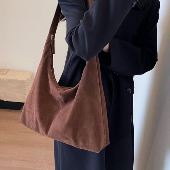 Suede Tote Bag Women Large Slouchy Shoulder Purse Travel Fashion - Picture 3 of 7